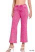 Zenana Acid Washed High Waist Bootcut Jeans - Hot Pink