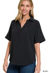Easy Breezy Collared Top - Black