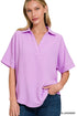 Easy Breezy Collared Top - Lavender