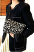 Leopard Canvas Travel Clutch Bag - Black