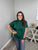 Party in the Back Satin Blouse - Dk Green