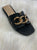 Coco Leather Slide with Chain Detail - Black
